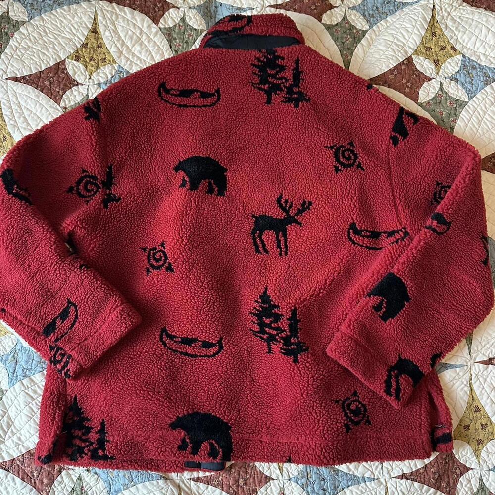 Sweet Jessie vintage 90s red Sherpa fleece jacket cabin granola camping outdoors - Picture 2 of 4